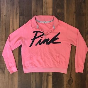PINK Pullover Hoodie W/ Partial Zip